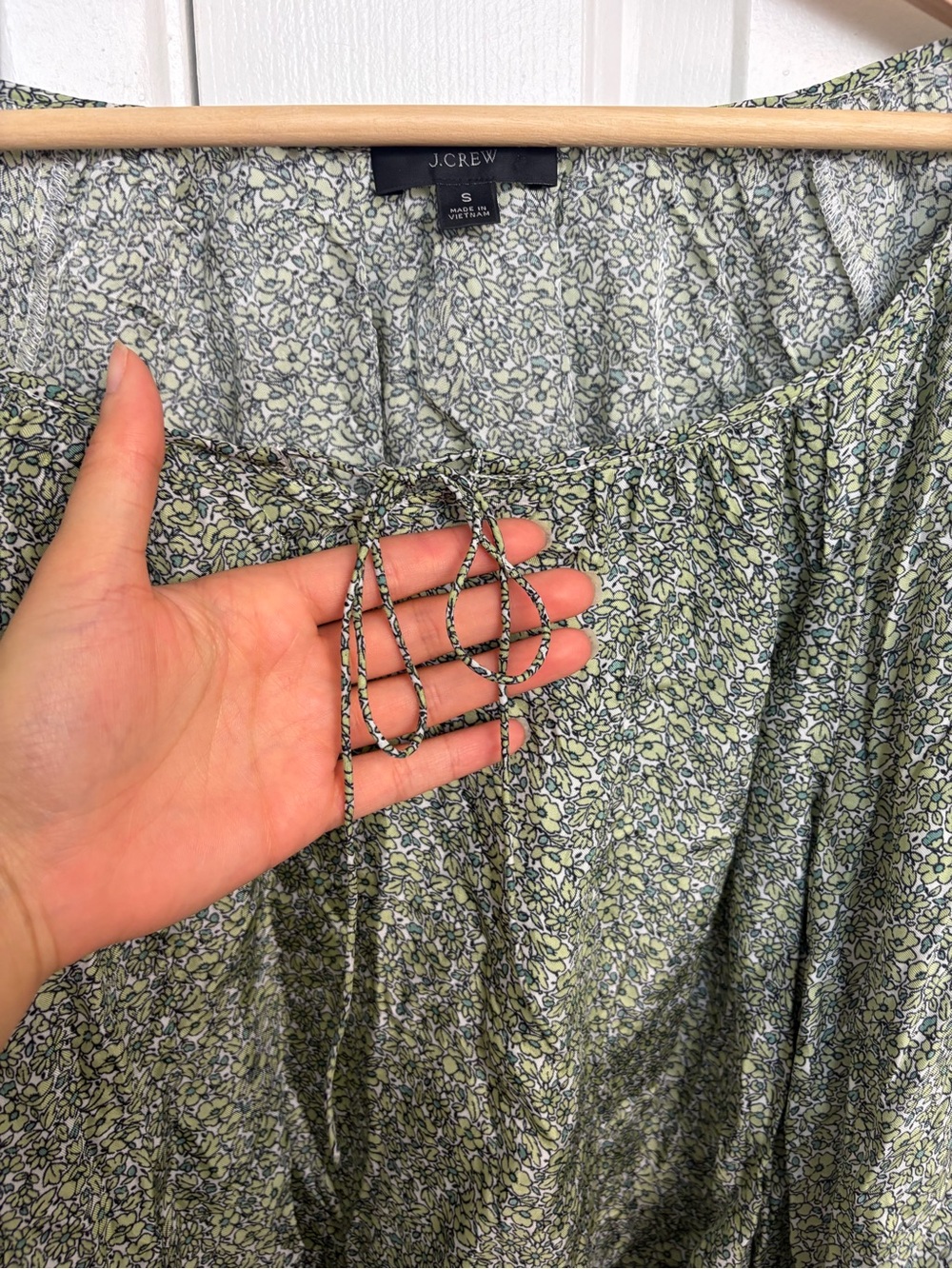 J.Crew Green Floral Tie-Front Blouse